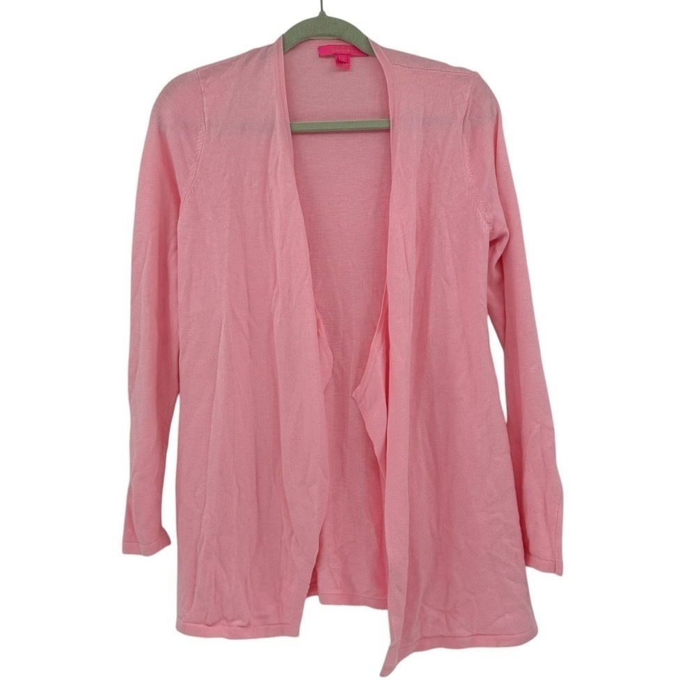 Lilly Pulitzer Pink Dustin Cardigan size S Drape front cashmere blend - Picture 2 of 5